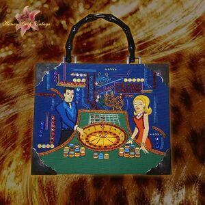 Bueno Wearable Art Cigar Box Purse w/ Las Vegas Casino Theme and Beaded Details